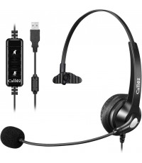 USB Headset with Microphone for PC, Computer Headset with Microphone Noise Cancelling & Mute for Mac Laptop, Wired USB Headphones for Call Center Office Classroom Skype Zoom