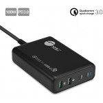 100W Dual USB-C PD 3.0 & QC 3.0 Combo Power Charger -Black, USB-C Charger,2X PD 3.0 USB-C + 2X QC 3.0 USB-A,for MacBook,iPad,iPhone,XPS,Galaxy and More Phone/Laptop/Tablet AC-PW1N11-S1