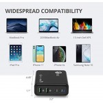 100W Dual USB-C PD 3.0 & QC 3.0 Combo Power Charger -Black, USB-C Charger,2X PD 3.0 USB-C + 2X QC 3.0 USB-A,for MacBook,iPad,iPhone,XPS,Galaxy and More Phone/Laptop/Tablet AC-PW1N11-S1