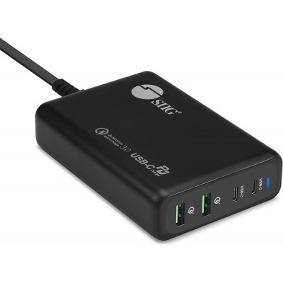 100W Dual USB-C PD 3.0 & QC 3.0 Combo Power Charger -Black, USB-C Charger,2X PD 3.0 USB-C + 2X QC 3.0 USB-A,for MacBook,iPad,iPhone,XPS,Galaxy and More Phone/Laptop/Tablet AC-PW1N11-S1